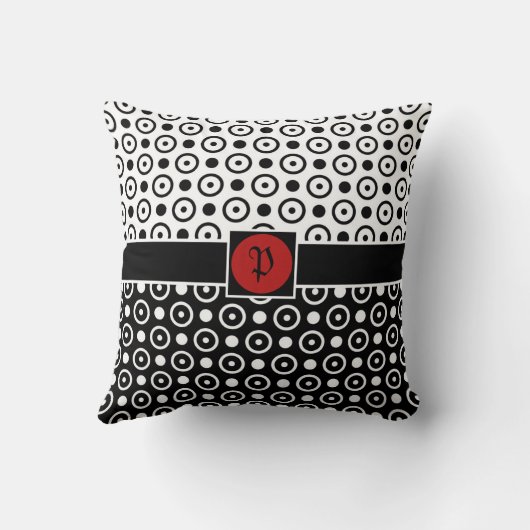 スタイリッシュな半分の黒い半分の白い水玉模様 クッション (裏面)