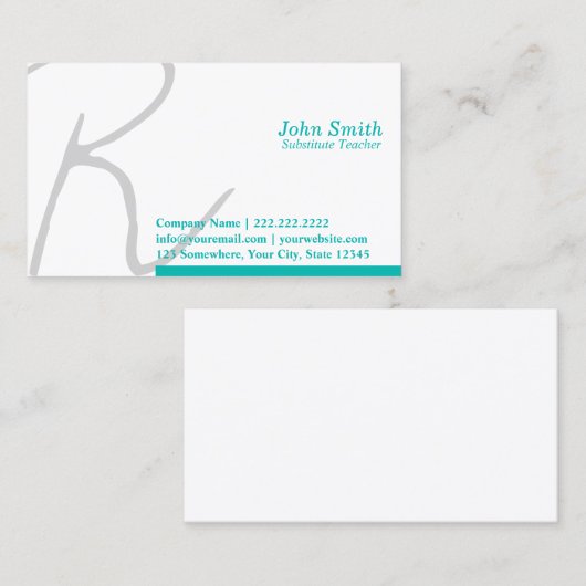 スタイリッシュな原稿の代用教員の名刺 名刺 (正面/裏面)