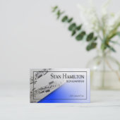 スタイリッシュな名刺-ソングライター"楽譜" 名刺 (スタンド正面)