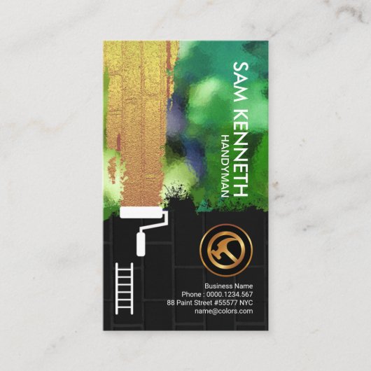 スタイリッシュな壁のグランジで黒いレンガ壁の便利屋 名刺 (正面)