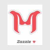 スタイリッシュな太字の幾何学的な赤い文字M シール (シート)
