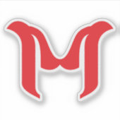 スタイリッシュな太字の幾何学的な赤い文字M シール (正面)