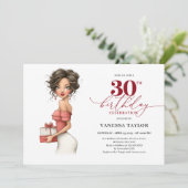 スタイリッシュな奇抜な女性の30歳の誕生日マルサラカード 招待状 (スタンド正面)