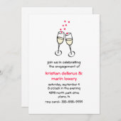 スタイリッシュな婚約のトーストのパーティの招待状 招待状 (正面/裏面)