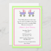 スタイリッシュな対の女の子のカップルのベビーシャワーの招待状 招待状 (正面/裏面)