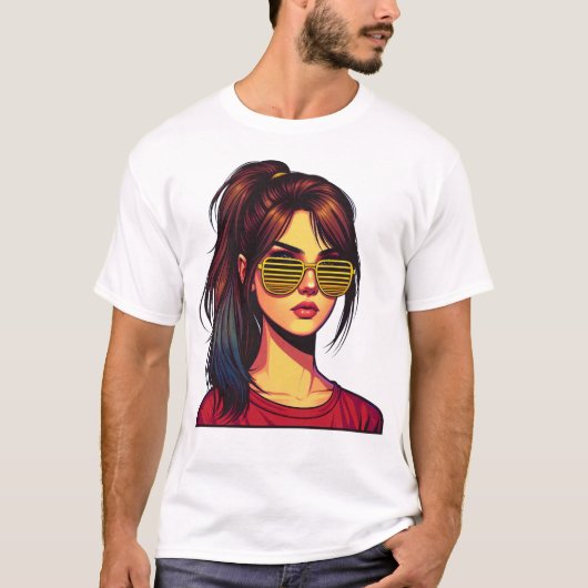 スタイリッシュな少女の肖像画 Tシャツ (正面)