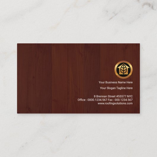 スタイリッシュな屋根葺き職人の表記の木製のパネルの屋根ふき 名刺 (裏面)