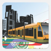 スタイリッシュな市街地の路面電車の交通アート スクエアシール (正面)