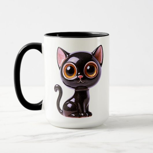 スタイリッシュな座る黒猫 マグカップ (左)