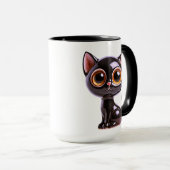 スタイリッシュな座る黒猫 マグカップ (正面右)