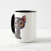 スタイリッシュな座る黒猫 マグカップ (正面左)