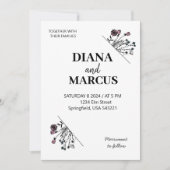 スタイリッシュな手描きの花 招待状 (正面)