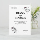 スタイリッシュな手描きの花 招待状 (スタンド正面)