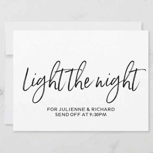 スタイリッシュな手書き風「Light the Night」サイン 招待状 (正面)