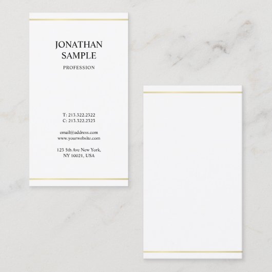 スタイリッシュな最小主義のデザインのモダンで粋な金ゴールドの一見 名刺 (正面/裏面)