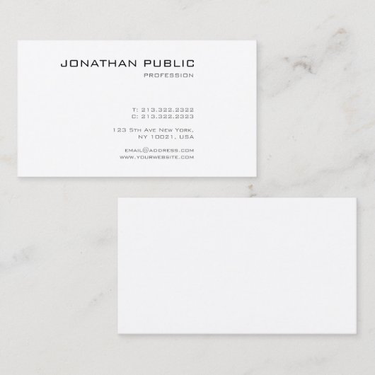 スタイリッシュな最小主義のモダンで粋なデザインのお洒落な上品 名刺 (正面/裏面)