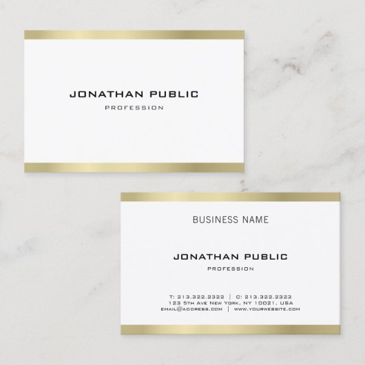 スタイリッシュな最小主義の専門の粋な金ゴールドの贅沢 名刺 (正面/裏面)