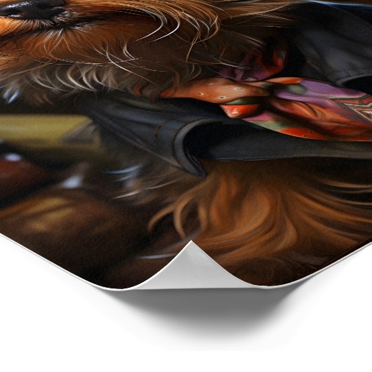 スタイリッシュな服​を着​たおもしろい犬眼鏡の犬 ポスター (角)