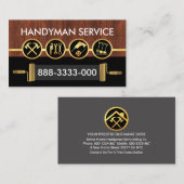 スタイリッシュな木材とゴールドラインのハンドマン ツール 名刺 (正面/裏面)