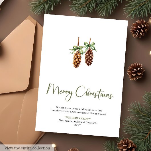 スタイリッシュな植物画の水彩クリスマスグリーティング シーズンカード