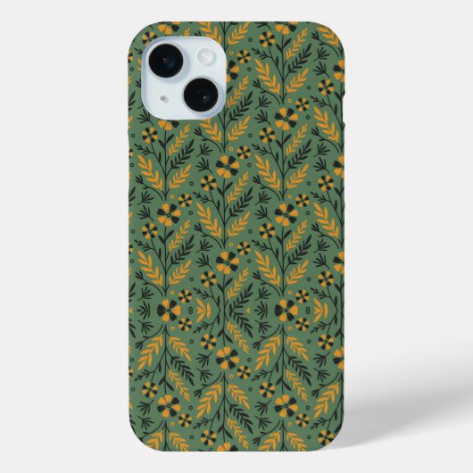 スタイリッシュな植物画調のオレンジと黒の花柄 Case-Mate iPhoneケース (裏面)
