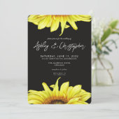 スタイリッシュな水彩ひまわりスモークブラックウェディング 招待状 (スタンド正面)
