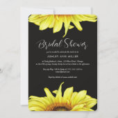 スタイリッシュな水彩ひまわりブラックウェディングシャワー 招待状 (正面)