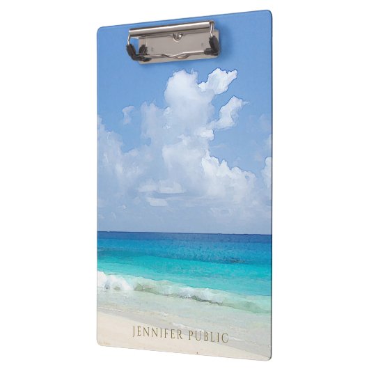 スタイリッシュな水彩画の海景の波自然のテンプレート クリップボード (左)