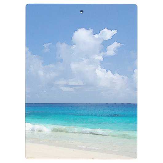 スタイリッシュな水彩画の海景の波自然のテンプレート クリップボード (裏面)