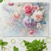 スタイリッシュな水彩花の絵画テンプレート キッチンタオル (折り畳み)