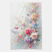 スタイリッシュな水彩花の絵画テンプレート キッチンタオル (縦)
