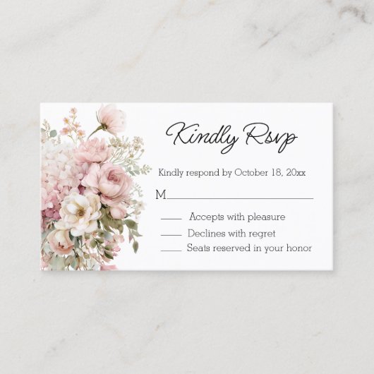 スタイリッシュな水彩花柄のエレガントな Wedding Rsvp エンクロージャーカード (正面)