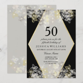 スタイリッシュな水彩花柄の50歳の誕生日 招待状