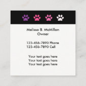 スタイリッシュな水玉模様ペット付き添い スクエア名刺 (裏面)