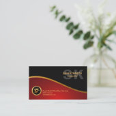 スタイリッシュな汚れの金ゴールドの波のエレガントなモノグラムの金ゴールドのロゴ 名刺 (スタンド正面)