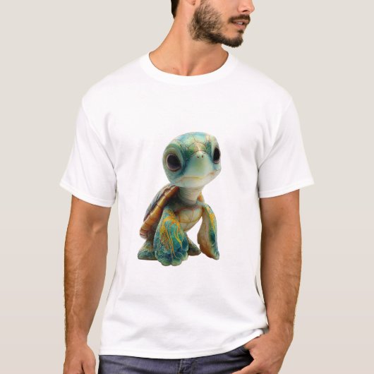 スタイリッシュな海亀のイラスト メンズ Tシャツ (正面)
