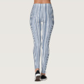 スタイリッシュな淡い青色のストライプウォーターカラーダイジー レギンス (裏面)