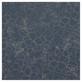 スタイリッシュな濃紺の金ゴールドの手描きの花柄 ファブリック (見本)