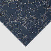 スタイリッシュな濃紺の金ゴールドの手描きの花柄 薄葉紙 (詳細)
