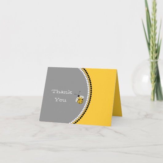 スタイリッシュな灰色及び黄色のてんとう虫は感謝していしています サンキューカード (正面)
