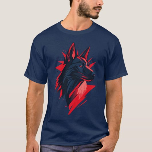 スタイリッシュな犬の顔 Tシャツ (正面)