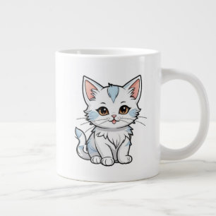スタイリッシュな猫のキャラクター線画デザイン-52316 ジャンボコーヒーマグカップ