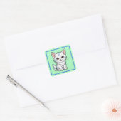 スタイリッシュな猫のキャラクター線画デザイン-52316 スクエアシール (封筒)