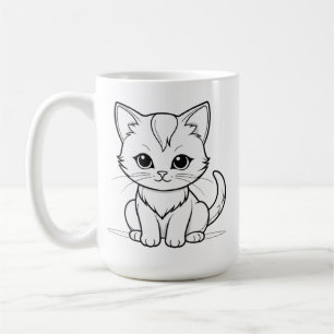 スタイリッシュな猫の子猫の線画デザイン-52315 コーヒーマグカップ