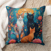 スタイリッシュな猫の幾何学抽象シーン 🐱 クッション (ブランケット)