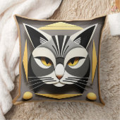 スタイリッシュな猫の抽象的なデザインの幾何学アート クッション (ブランケット)