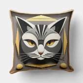 スタイリッシュな猫の抽象的なデザインの幾何学アート クッション (裏面)