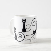 スタイリッシュな猫を持つMug熱狂するな猫の女性、 コーヒーマグカップ (正面左)