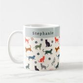 スタイリッシュな猫柄 オーダーメイド コーヒーマグカップ (左)