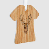 スタイリッシュな白い尾シカの木びき台の頭部ライト木穀物 オーナメント (正面)